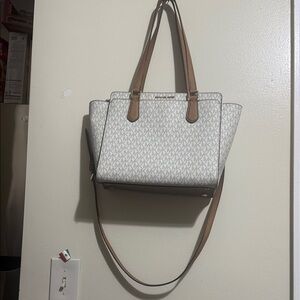 Michael Kors White and Tan Tote Bag